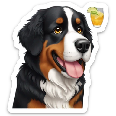 Bernese mountain dog drinking gin tonic sticker