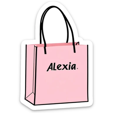 Una bolsita de compras super cozy que sea Rosita con las tiras negras y que pongan negro Alexia en el medio de la bolsita sticker