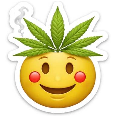 Smiley Emoji with blunt marijuana sticker
