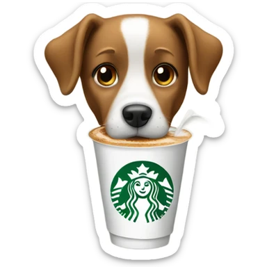 Dog drinking Starbucks  sticker