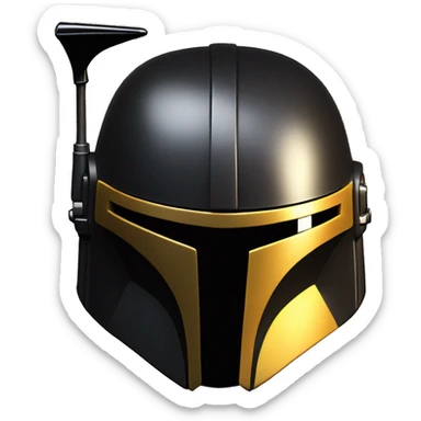 Mandalorian helmet black and yellow with antenna sticker