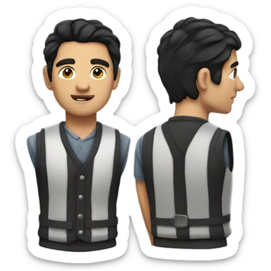 handsome man with vest, black hair sticker