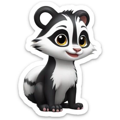 Cute skunk-panda-raccoon-ferret-cat-hybrid full body sticker