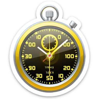 A futuristic holographic stopwatch glowing yellow sticker