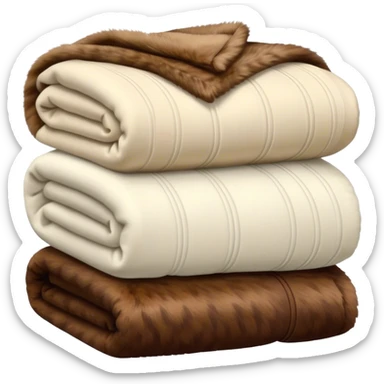 Stack of folded luxury blankets, one cream-colored knit and one brown fur sticker