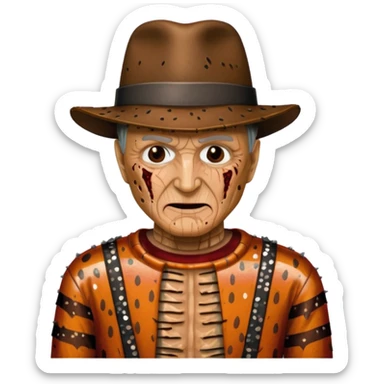 Freddy Krueger with tan burned skin, sequin outfit sticker
