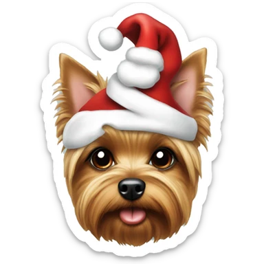 yorkie wearing santa hat sticker