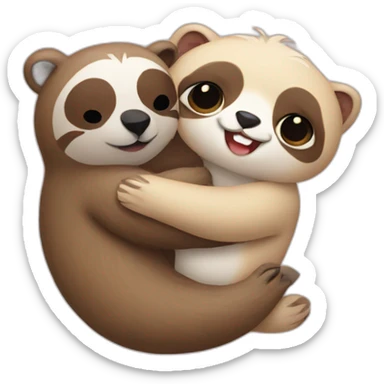sloth hug cat sticker