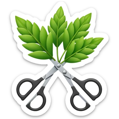 scissors cutting plant sticker