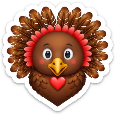 cute turkey heart sticker