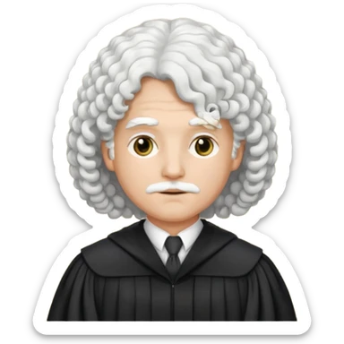 judge with white curly wig sticker