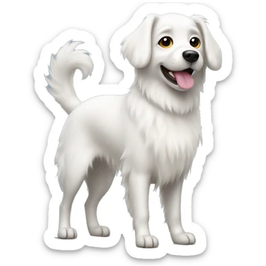 white dog with a fluffy tail standing sticker