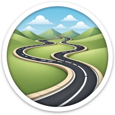 Clean roadmap icon emoji with curved path and milestones, modern corporate style sticker