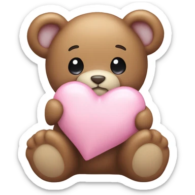 stuffed teddy holding light pink heart sticker