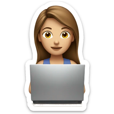 Caucasian Brown-haired woman working on a computer sticker