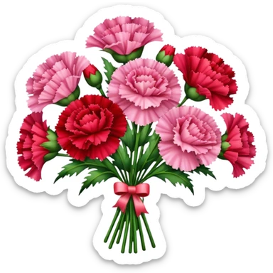 red Pink carnations bouquet sticker