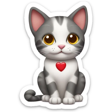 Cat with a heart sticker