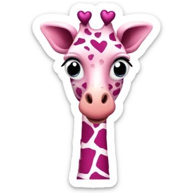 Emo Pink giraffe with hearts listing to music blowing kiss sticker