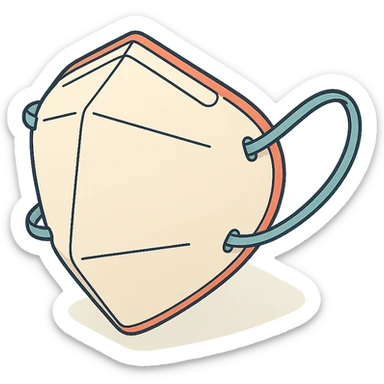 folded medical mask, isometric view, 2D isometric style, detailed drawing, detailed shadows and highlights, clean contours, soft lighting, transparent background sticker