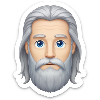 Long gray hair and long beard with blue eyes sticker