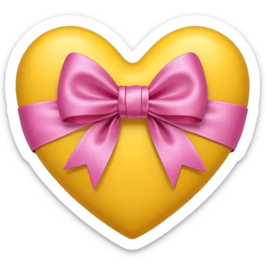 yellow heart with a pink bow  sticker