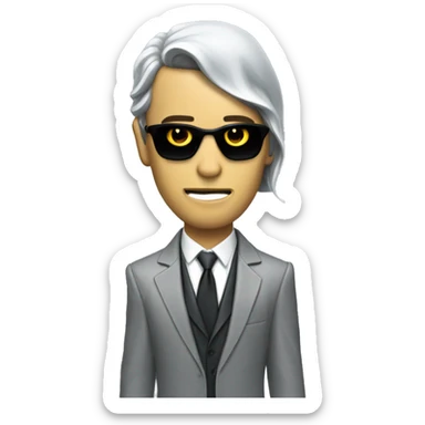 american psycho with a suit and a raincoat listening to musi sticker