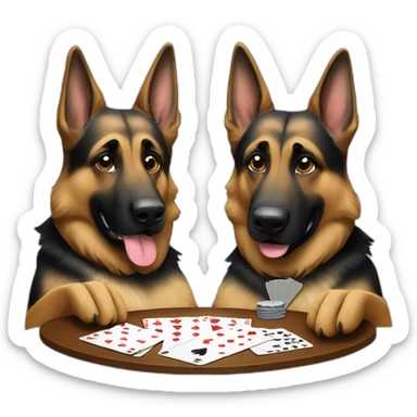 Two German shepherds playing poker sticker