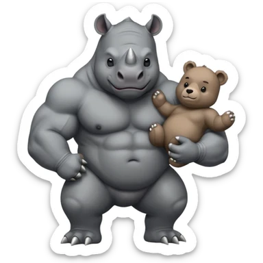 Rhino holding a bear sticker