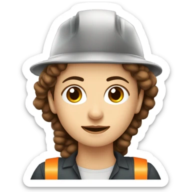 solo parte de ingeniera industrial mujer con pelo lago rizado castaño con mechones rubios y ojos grandes caferriba  sticker