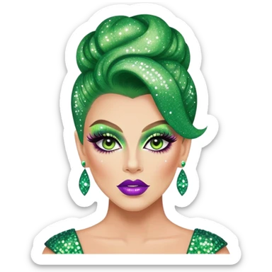 green drag queen glitter sparkles babe girl makeup diva brat sticker
