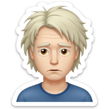 Weak man with disheveled hair sticker