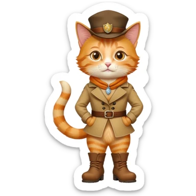 classic Puss in Boots with iconic hat and boots, confident pose sticker