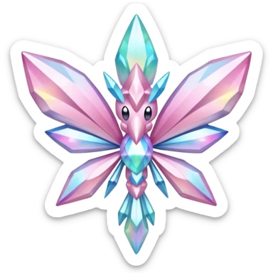 Shiny glittery pastel colorful iridescent Diancie-Palkia-Amaura-Aurorus-aesthetic-fusion sticker