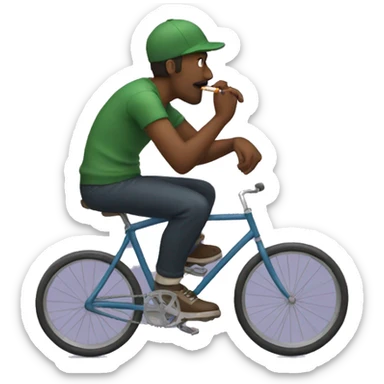 A man smoking dank while riding a bicycle sticker