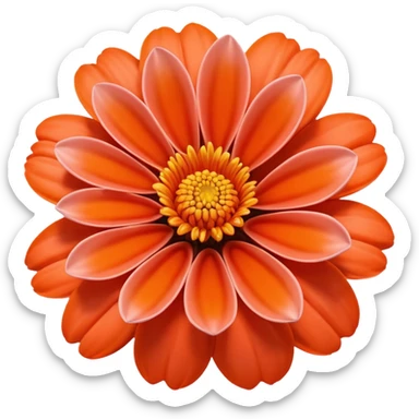 Still life realistic 3D rendering bright coral orange flower head sticker