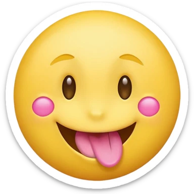 smiling yellow round emoji with pink money signs as eyes, tongue out sticker