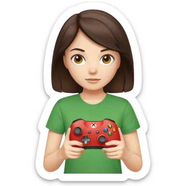 Brunette girl holding Xbox controller  sticker