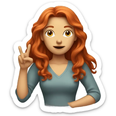 Red headed woman with long hair gesturing “I have no idea” sticker