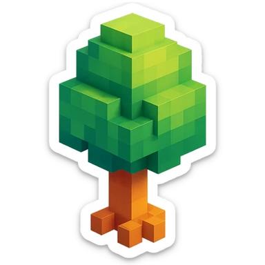 voxel style tree, isometric view sticker