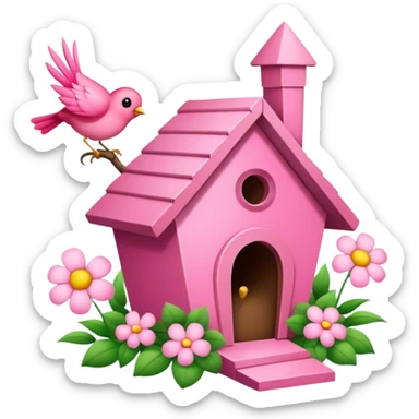 pink bird's house with flower sticker