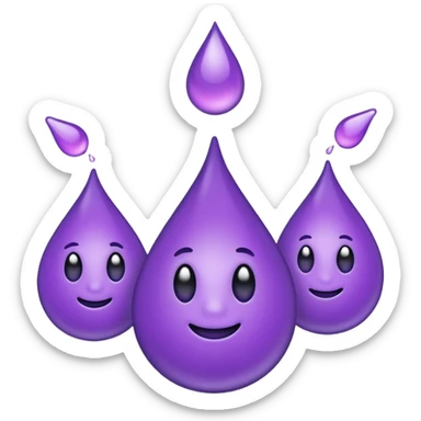 3 purple Drops with kool aids signature color, Juicy , no faces, just like the drops emoji 💦, just singular no extras, spraying left sticker