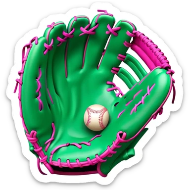 Green and pink baseball glove  sticker