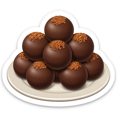 chocolate balls on plate with brown sprinkles sticker
