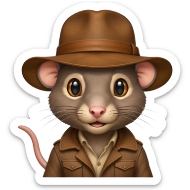 Life like rat wearing Indiana jones hat sticker