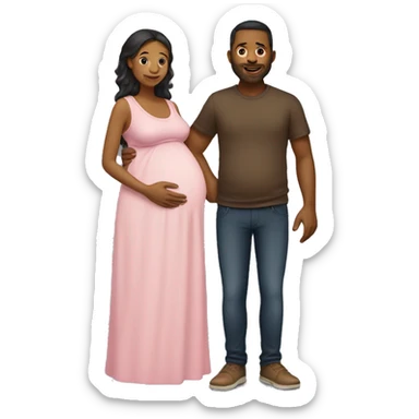 A pregnant woman with her husband  sticker