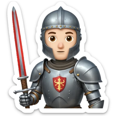 knight stinting with sword in his front   sticker