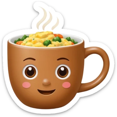 eggs with veggies and one coffee in cute mug on the side sticker