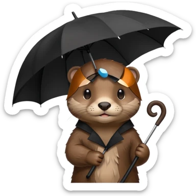 Loutre mignonne avec un parapluie sticker