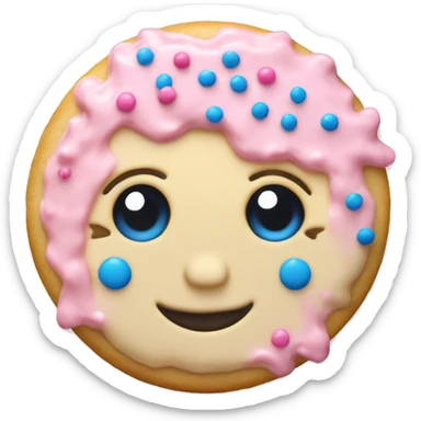 Sugar cookie with pink frosting and blue sprinkles  sticker