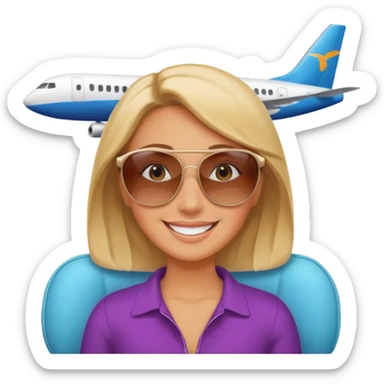 woman using travel pillow in plane sticker